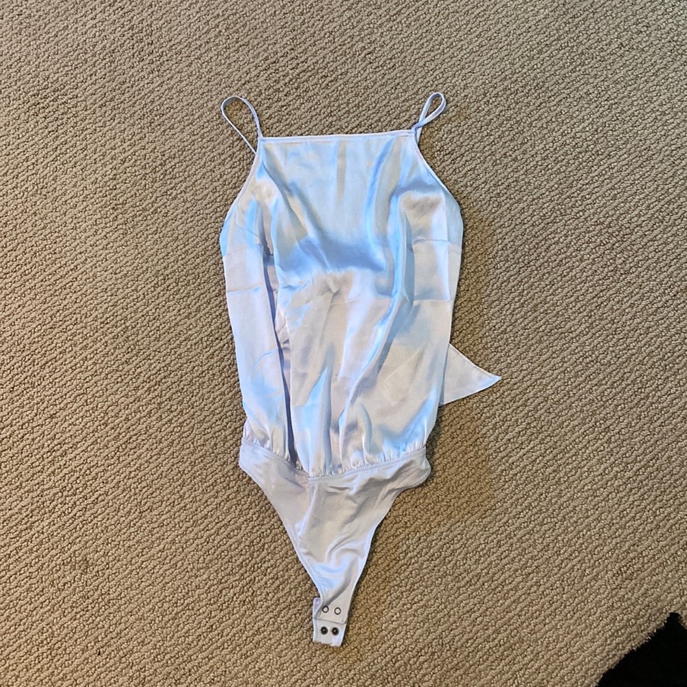 Abercrombie and Fitch baby blue silk bodysuit